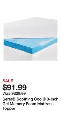 Kohl's Serta Soothing Cool 3-Inch Gel Memory Foam Mattress Topper offer