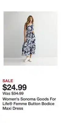 Kohl's Women's Sonoma Goods For Life Femme Button Bodice Maxi Dress offer