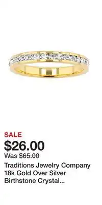 Kohl's Traditions Jewelry Company 18k Gold Over Silver Birthstone Crystal Eternity Ring offer