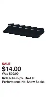 Kohl's Kids Nike 6-pk. Dri-FIT Performance No-Show Socks offer