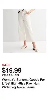 Kohl's Women's Sonoma Goods For Life High-Rise Raw Hem Wide Leg Ankle Jeans offer
