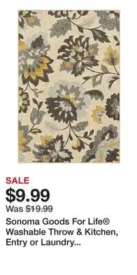 Kohl's Sonoma Goods For Life Washable Throw & Kitchen, Entry or Laundry Room Rug offer