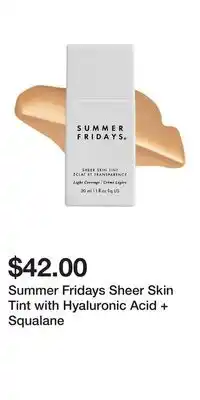Kohl's Summer Fridays Sheer Skin Tint with Hyaluronic Acid + Squalane offer