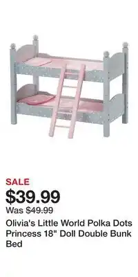 Kohl's Olivia's Little World Polka Dots Princess 18 Doll Double Bunk Bed offer