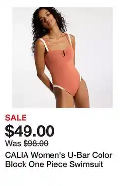 Dick's Sporting Goods CALIA Women's U-Bar Color Block One Piece Swimsuit offer