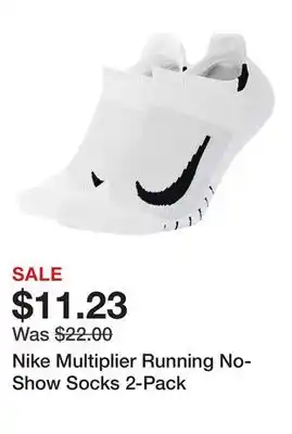 Dick's Sporting Goods Nike Multiplier Running No-Show Socks 2-Pack offer