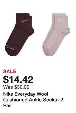 Dick's Sporting Goods Nike Everyday Wool Cushioned Ankle Socks- 2 Pair offer