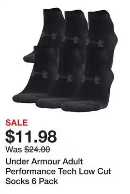 Dick's Sporting Goods Under Armour Adult Performance Tech Low Cut Socks 6 Pack offer