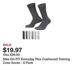 Dick's Sporting Goods Nike Dri-FIT Everyday Plus Cushioned Training Crew Socks - 6 Pack offer