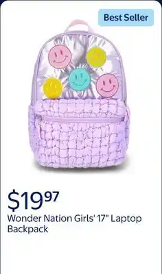 Walmart Wonder Nation Girls' 17 Love & Magic Laptop Backpack, Purple offer