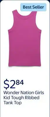 Walmart Wonder Nation Girls Kid Tough Ribbed Tank Top offer