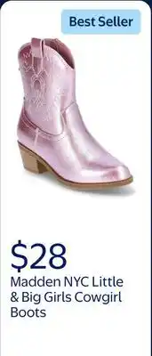 Walmart Madden NYC Little Girls & Big Girls Cowgirl Boots offer