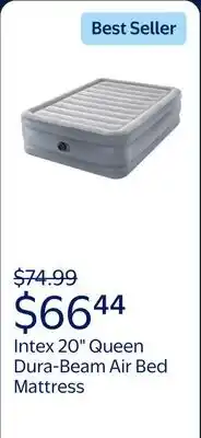 Walmart Intex 20 Queen Dura-Beam Deluxe Raised Air Bed Mattress with Built-in Pump offer
