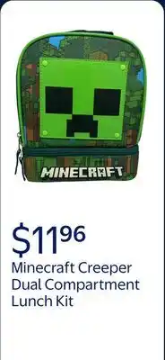 Walmart Minecraft Creeper Dual Compartment Lunch Kit offer