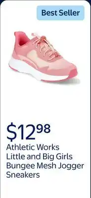Walmart Athletic Works Little and Big Girls Bungee Mesh Jogger Sneakers offer