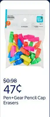 Walmart Pen+Gear Pencil Cap Erasers, 25 Count – Assorted Colors, Smudge-Free, Fits #2 Pencils offer
