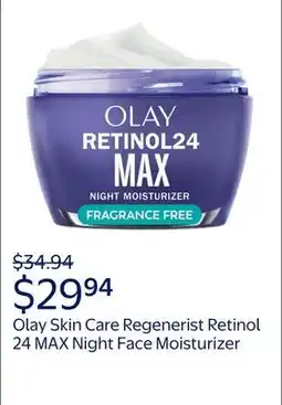 Walmart Olay Skin Care Regenerist Retinol 24 MAX Night Face Moisturizer, Anti-Aging Cream offer
