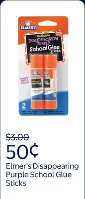 Walmart Elmer's Disappearing Purple School Glue Sticks, Washable offer