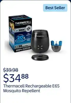 Walmart Thermacell Rechargeable E65 Mosquito Repellent with 36-Hour Refill, Charging Dock, and USB Cable offer