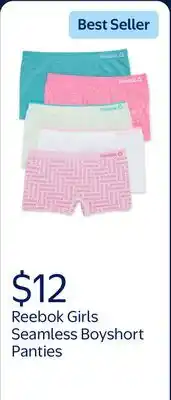 Walmart Reebok Girls Seamless Boyshort Panties offer