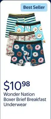 Walmart Wonder Nation Boys Boxer Brief Breakfast Underwear, 4-Pack offer