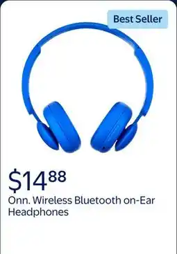 Walmart Onn. Wireless Bluetooth on-Ear Headphones - Blue offer