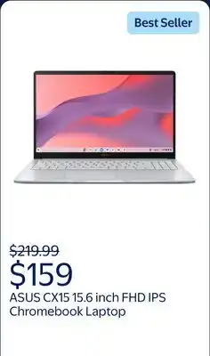 Walmart ASUS CX15 15.6 inch FHD IPS Chromebook Laptop Intel Celeron N4500 4GB RAM 128GB eMMC Pure Gray offer