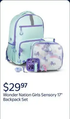 Walmart Wonder Nation Girls Sensory 17 Backpack with Lunch, Dazzling Rainbow offer