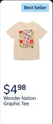Walmart Wonder Nation Girls Today is a Good Day Graphic Tee with Short Sleeves offer