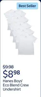 Walmart Hanes Boys' Eco Blend Crew Undershirt, 5 Pack offer