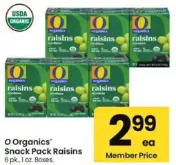 Albertsons O Organics Snack Pack Raisins offer