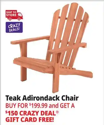 Ocean State Job Lot Teak Adirondack Chair offer