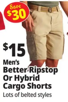 Ocean State Job Lot Men's Better Ripstop Or Hybrid Cargo Shorts offer