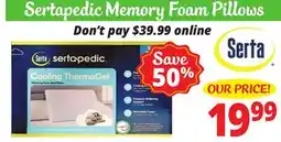 Ocean State Job Lot Sertapedic Memory Foam Pillows offer