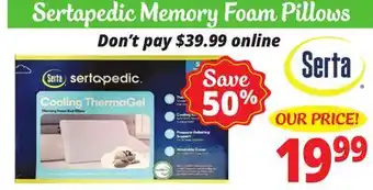 Ocean State Job Lot Sertapedic Memory Foam Pillows offer