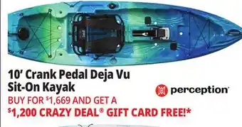 Ocean State Job Lot Perception Crank 10.0 Recreational Pedal Kayak Deja Vu offer