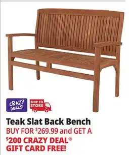 Ocean State Job Lot Teak Slat Back Bench offer