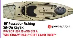 Ocean State Job Lot Perception Pescador 10.0 Fishing Kayak Tan offer