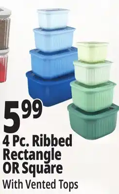 Ocean State Job Lot 4 Pc. Ribbed Rectangle OR Square offer