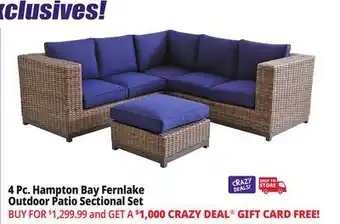 Ocean State Job Lot Hampton Bay Fernlake 4-Piece Outdoor Patio Sectional Set Brown/Midnight offer