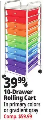 Ocean State Job Lot 10-Drawer Rolling Cart offer