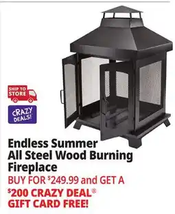 Ocean State Job Lot Endless Summer Steel Wood-Burning Fireplace Black offer