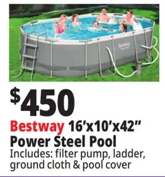 Ocean State Job Lot Bestway 16' Above Ground Power Steel Oval Pool Set offer