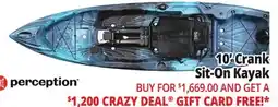 Ocean State Job Lot Perception Crank 10.0 Recreational Pedal Kayak Sunset offer
