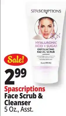 Ocean State Job Lot SpaScriptions Hyaluronic Acid + Sugar Exfoliating Facial Scrub 5 oz offer