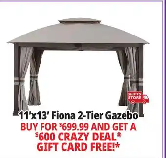 Ocean State Job Lot Sunjoy Fiona 2-Tier Gazebo 11' x 13' Light Gray offer