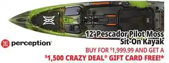 Ocean State Job Lot Perception Pescador Pilot 12.0 Fishing Pedal Kayak Sonic Camo offer