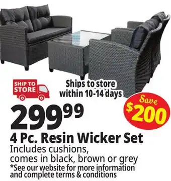 Ocean State Job Lot Outdoor 4-Piece Resin Wicker Patio Set Black/Black offer