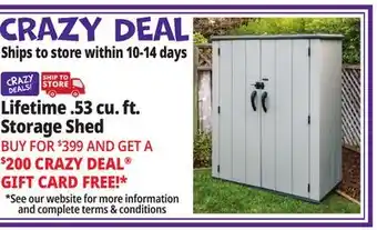 Ocean State Job Lot Lifetime 53 cu. ft. Storage Shed Gray offer