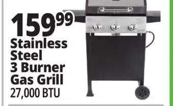 Ocean State Job Lot Stainless Steel 3 Burner Gas Grill offer
